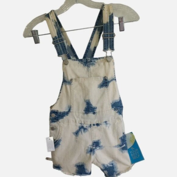 Vintage Jordache Girls Overalls Size 6-6X NEW Tie-Dye Denim Shortalls Romper - Picture 3 of 14